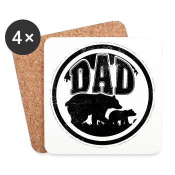 Papa Papa Ours fête des pères cadeau ours - Dessous de verre (lot de 4) - blanc - Devant