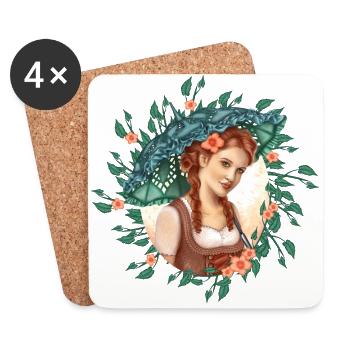 Mädchen mit Regenschirm - Untersetzer (4er-Set) - Weiß - Vorne