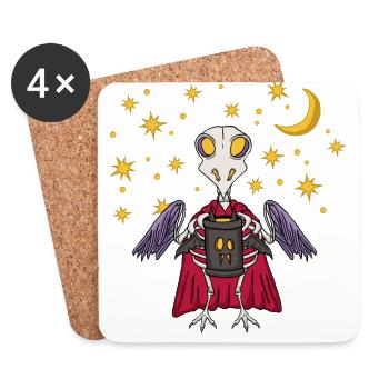 Saint Martin skeleton chicks with lantern at night - Coasters (set of 4) - white - Front