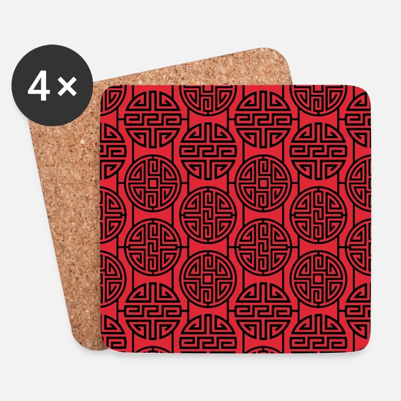 Chinese pattern - Coasters (set of 4) - white