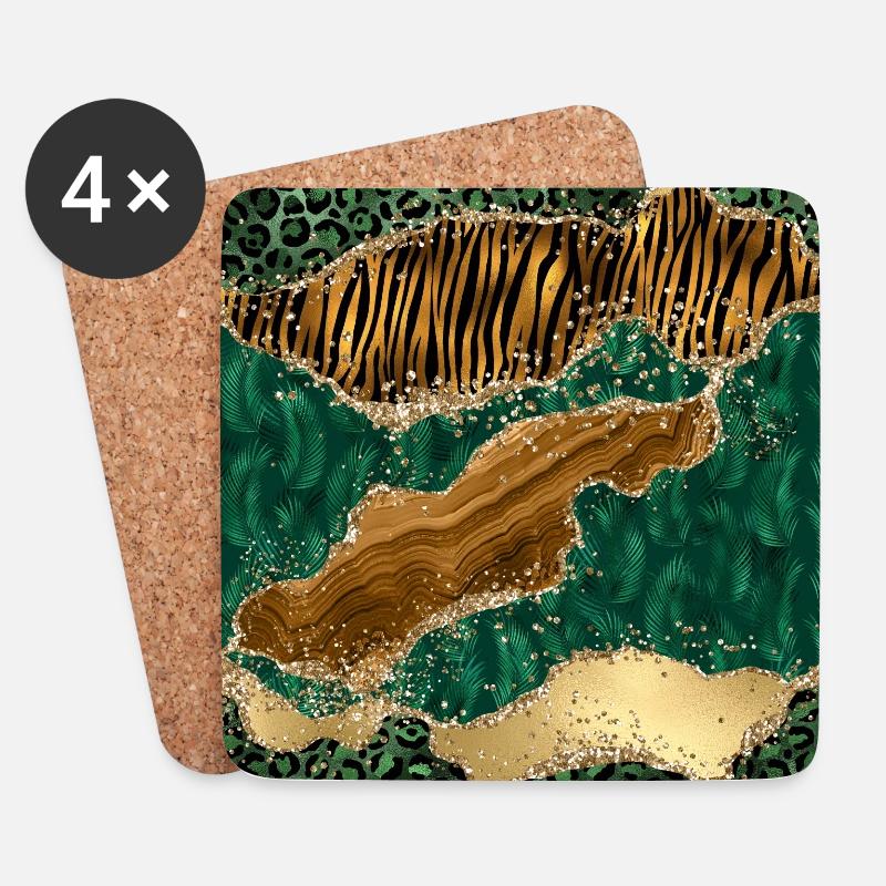 Wild Animals Pattern - Coasters (set of 4) - white