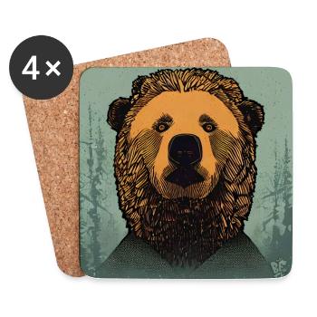 Bear Bear Illustration - Coasters (set of 4) - white - Front