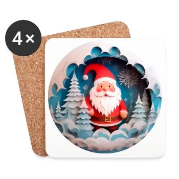 Santa Claus Kugel - Untersetzer (4er-Set) - Weiß - Vorne