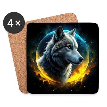 Wolf vor leuchtendem Mond - Untersetzer (4er-Set) - Weiß - Vorne