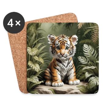 Tiger Cub - Coasters (set of 4) - white - Front