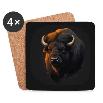 Bisonportrait stolzer Bisonbulle - Untersetzer (4er-Set) - Weiß - Vorne