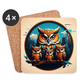 Colorful graphic owl family - Coasters (set of 4) - white - Front