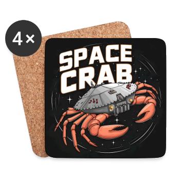 Space Crab Weltraumkrabbe als Raumschiff - Untersetzer (4er-Set) - Weiß - Vorne