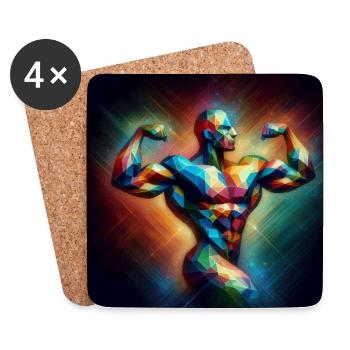 Bodybuilding - Untersetzer (4er-Set) - Weiß - Vorne