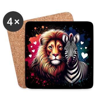 Leo et Zèbre Amour et amitié - Dessous de verre (lot de 4) - blanc - Devant