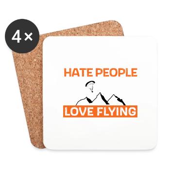 Hate people - love flying - Coasters (set of 4) - white - Front