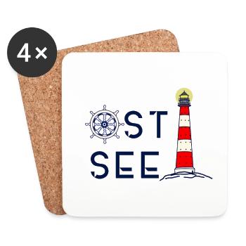 Ostsee, Meer, Leuchtturm - Untersetzer (4er-Set) - Weiß - Vorne