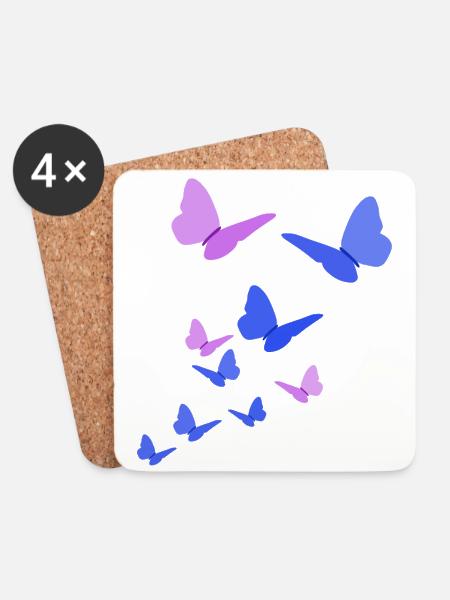 Schmetterlinge Schmetterling Geschenk lila blau - Untersetzer (4er-Set) - Weiß