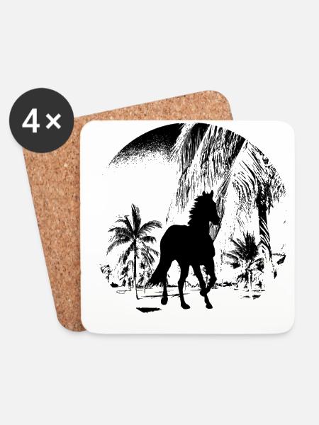 Pferd Pferde Geschenk - Untersetzer (4er-Set) - Weiß