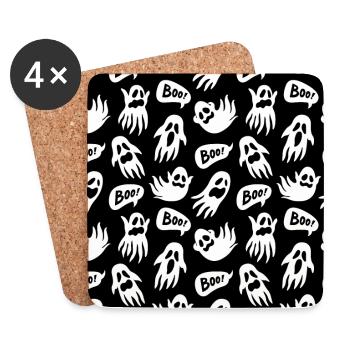 Motif fantôme effrayant mignon Halloween Boo - Dessous de verre (lot de 4) - blanc - Devant