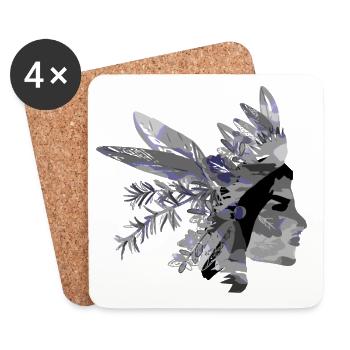 Indian shaman with a plume of herbs - Coasters (set of 4) - white - Front