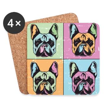 Bulldoggen Bild Abstrakt - Untersetzer (4er-Set) - Weiß - Vorne