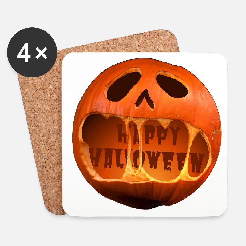 Scream Kürbis Halloween schreiend - Untersetzer (4er-Set) - Weiß