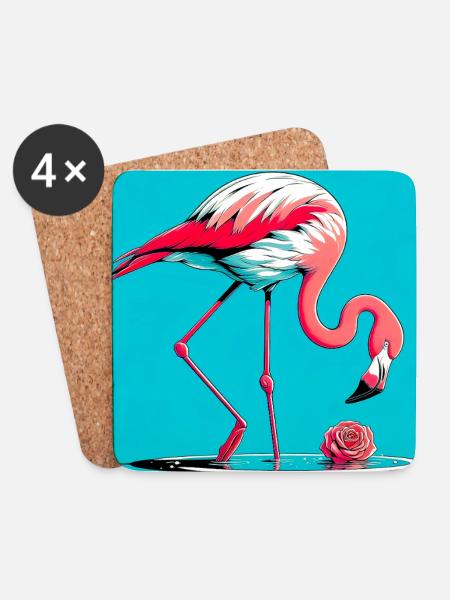 Flamingo - Untersetzer (4er-Set) - Weiß