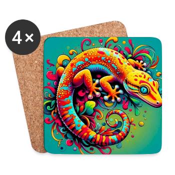 Gecko - Untersetzer (4er-Set) - Weiß - Vorne
