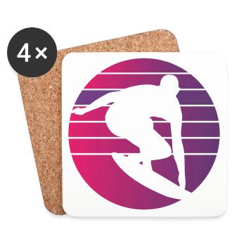 Surfer Retro Surfing Sunset - Coasters (set of 4) - white - Front