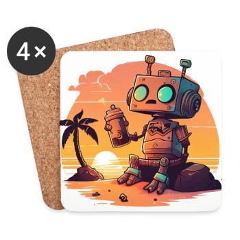 Un petit robot posant une question sur le sens de la vie - Dessous de verre (lot de 4) - blanc - Devant