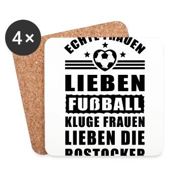 Frauen lieben Fußball, kluge Frauen die Rostocker - Untersetzer (4er-Set) - Weiß - Vorne