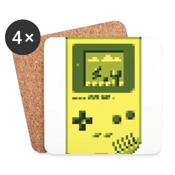 Console de jeu rétro portable GB Pixel (Mario) - Dessous de verre (lot de 4) - blanc - Devant