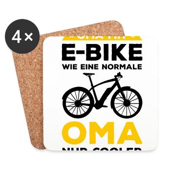 Radfahrer Oma Mit E-Bike Wie Eine Normale Oma Nur - Untersetzer (4er-Set) - Weiß - Vorne