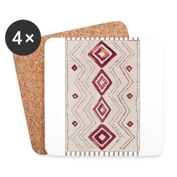 Tapis marocain dessiné à la main - Dessous de verre (lot de 4) - blanc - Devant