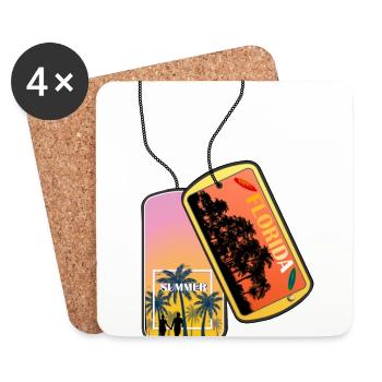 Erkennungsmarke FLORIDA Strand Miami Party - Untersetzer (4er-Set) - Weiß - Vorne