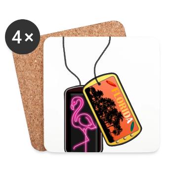 Dog tag FLORIDA Flamingo Beach - Coasters (set of 4) - white - Front