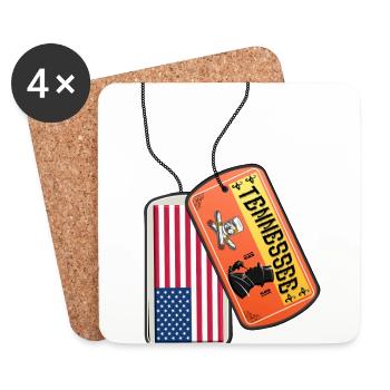 Erkennungsmarke Tennessee Flagge USA - Untersetzer (4er-Set) - Weiß - Vorne
