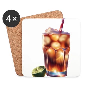A glass of cold soda drink - Coasters (set of 4) - white - Front