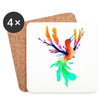 Oiseau de paradis - Dessous de verre (lot de 4) - blanc - Devant