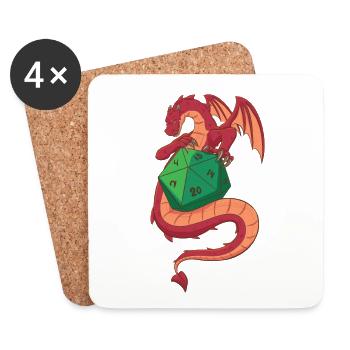 Dragon & D20 (Role-playing games) - Coasters (set of 4) - white - Front