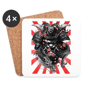 Samurai Krieger - Untersetzer (4er-Set) - Weiß - Vorne