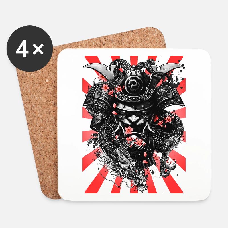 Samurai Krieger - Untersetzer (4er-Set) - Weiß