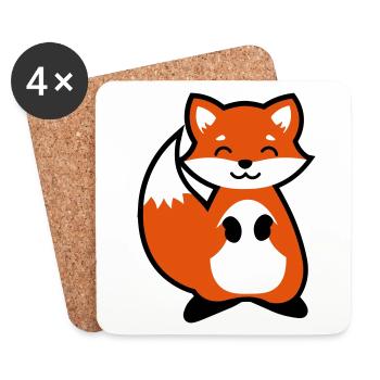 Cute Fox gift idea animal child / niedlicher Fuchs - Untersetzer (4er-Set) - Weiß - Vorne