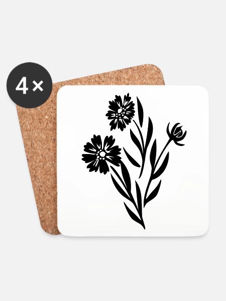 Fleurs fleur enfant fleur fleur idée cadeau - Dessous de verre (lot de 4) - blanc