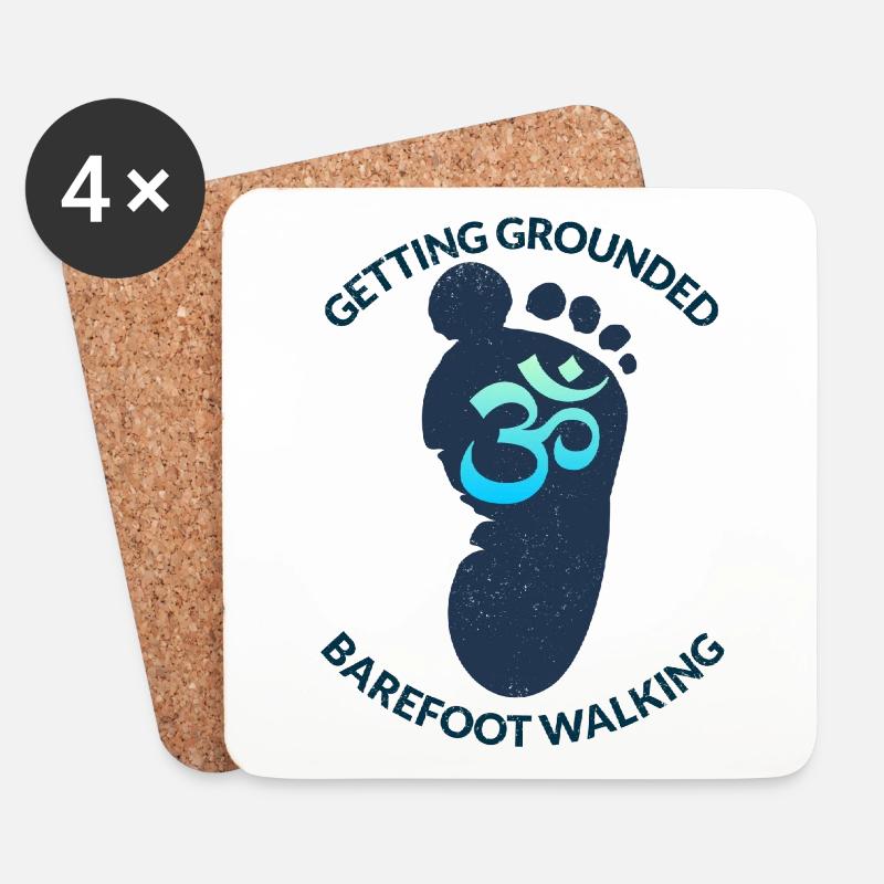 Barfuß-Walking-Design mit einem Aum-Schild. - Untersetzer (4er-Set) - Weiß