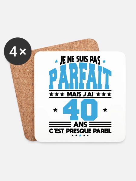 Anniversaire 40 ans - Pas parfait mais 40 ans - Dessous de verre (lot de 4) - blanc