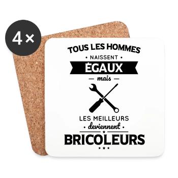 Hommes égaux les meilleurs deviennent bricoleurs - Dessous de verre (lot de 4) - blanc - Devant