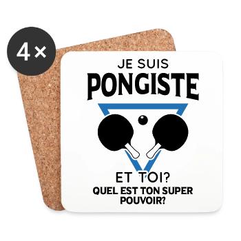 Je suis pongiste - Super pouvoir idée cadeau - Dessous de verre (lot de 4) - blanc - Devant