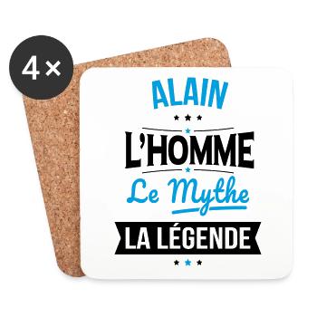 Alain - L'Homme - Le Mythe - La Légende - Dessous de verre (lot de 4) - blanc - Devant