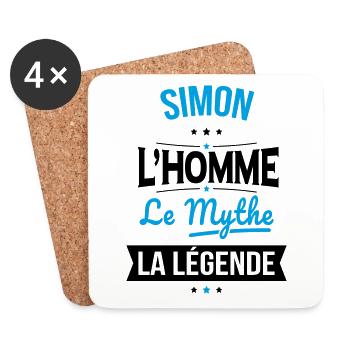 Simon - L'Homme - Le Mythe - La Légende - Dessous de verre (lot de 4) - blanc - Devant
