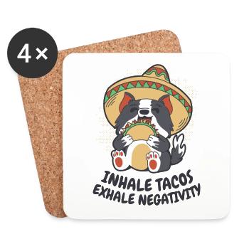 Tacos einatmen, Negativität ausatmen - Untersetzer (4er-Set) - Weiß - Vorne