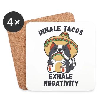 Tacos einatmen, Negativität ausatmen - Untersetzer (4er-Set) - Weiß - Vorne