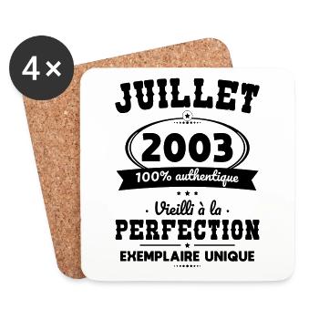 Anniversaire 20 ans - Juillet 2003 Perfection - Dessous de verre (lot de 4) - blanc - Devant
