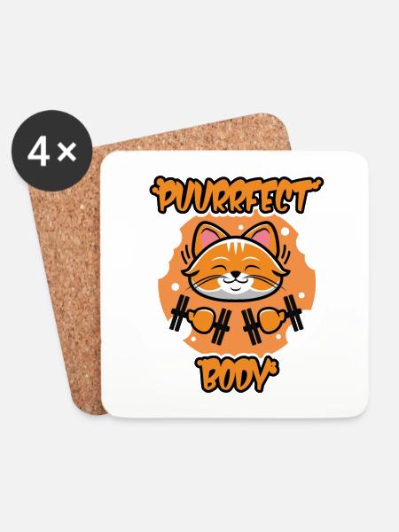 Puurrfect Körper - Untersetzer (4er-Set) - Weiß